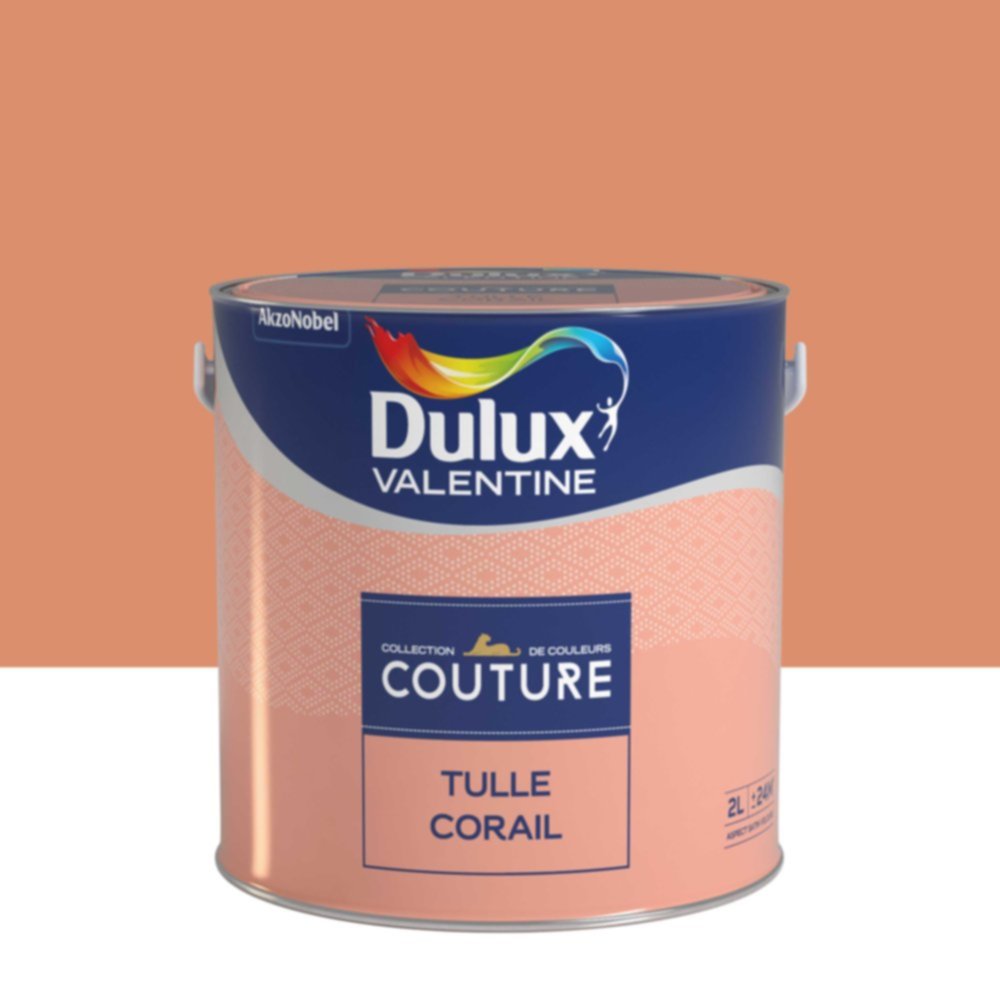 Peinture Murs et boiseries Couture Tulle Corail Satin Velours 2L - DULUX VALENTINE