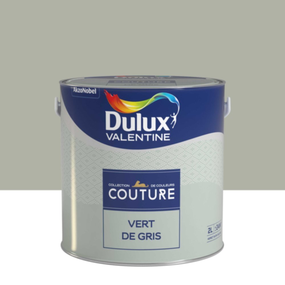 Peinture Murs et boiseries Couture Vert de Gris Satin Velours 2L - DULUX VALENTINE