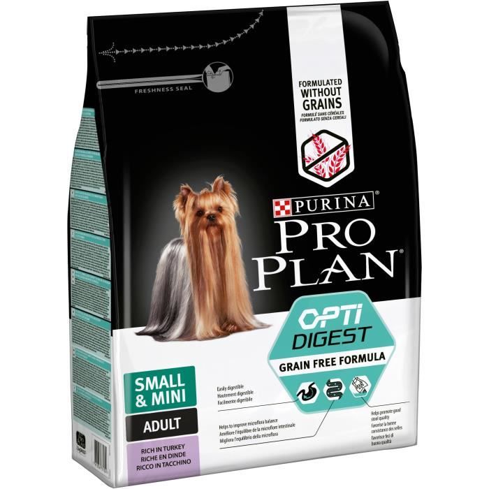 Croquettes Petit Chien sans Céréales Optidigest Riche en Dinde 2,5kg - PRO PLAN