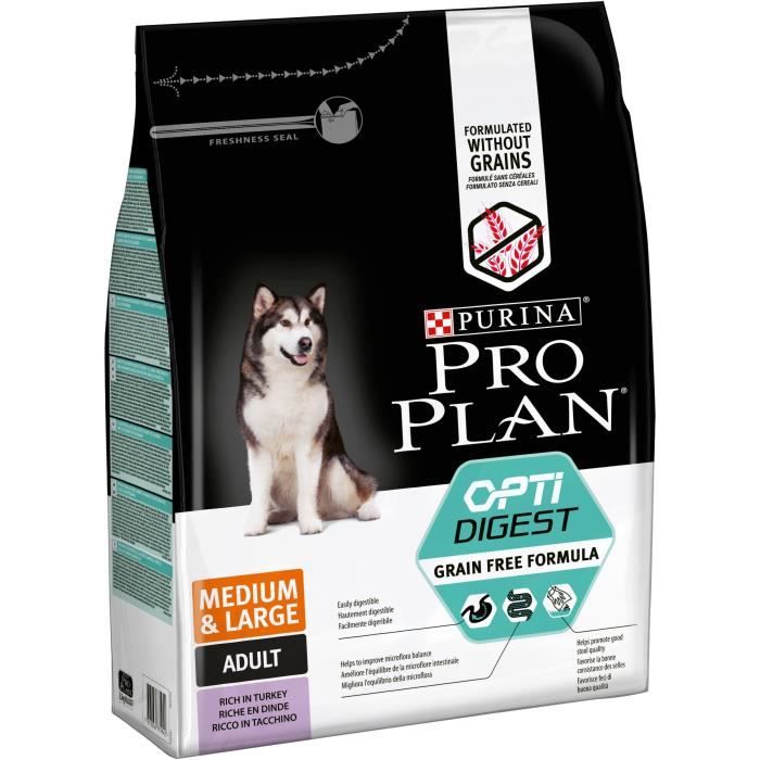 Croquettes Chien sans céréales Optidigest Riche en Dinde 12kg - PRO PLAN 