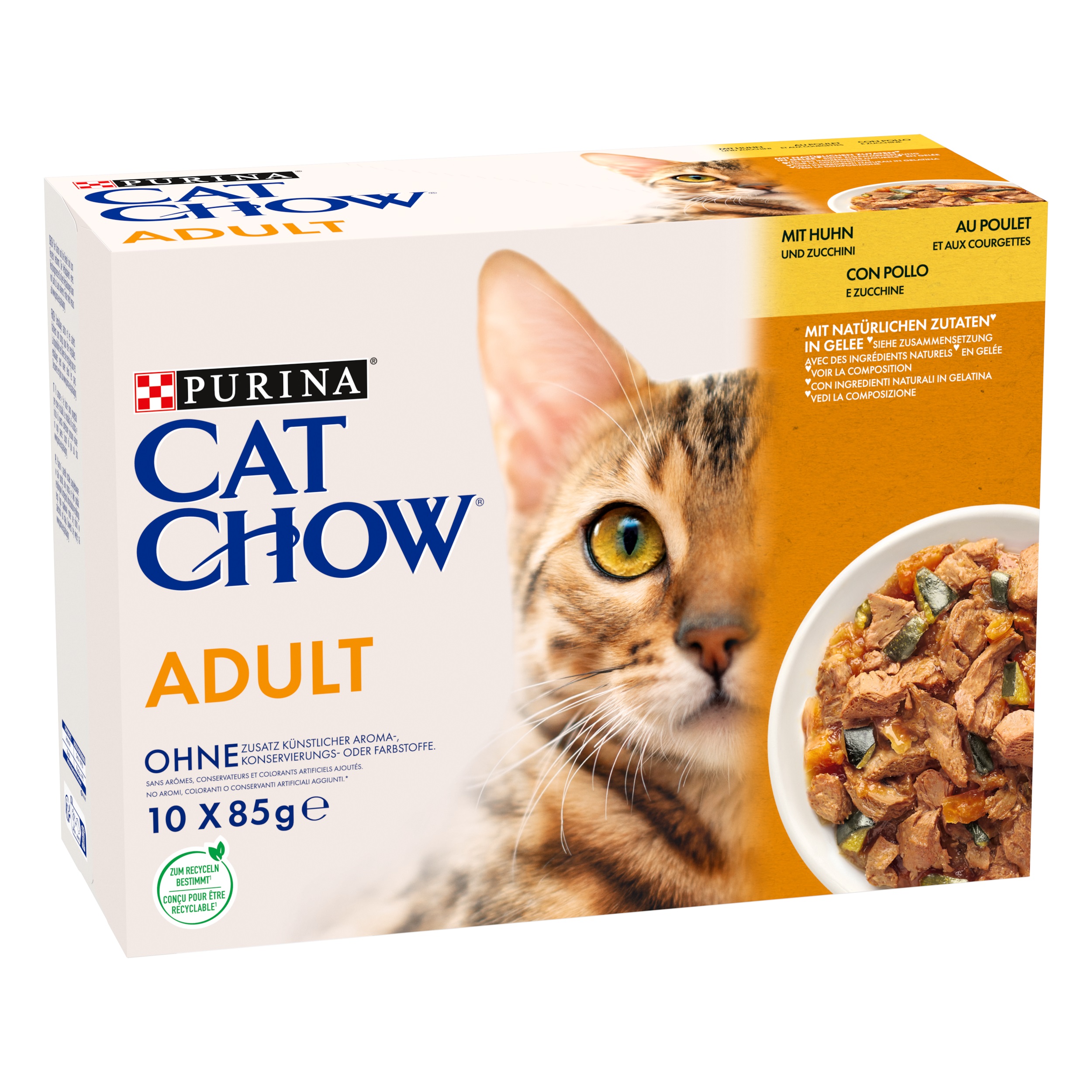 Pâtée Chat Poulet Courgette 10x85gr - PURINA CAT CHOW