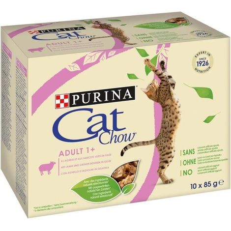 Pâtée Chat Agneau Haricots Verts 10x85gr - PURINA CAT CHOW