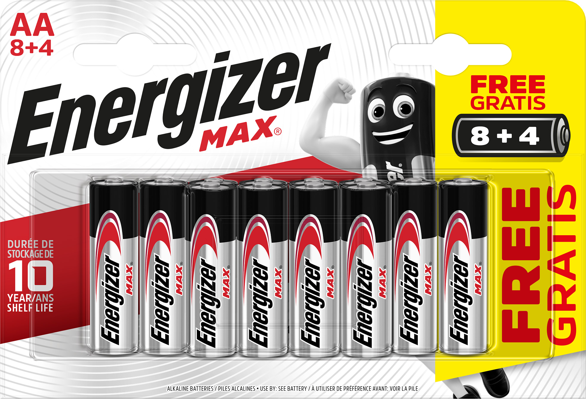 12 Piles alcalines AA LR6 1,5V Max Energizer