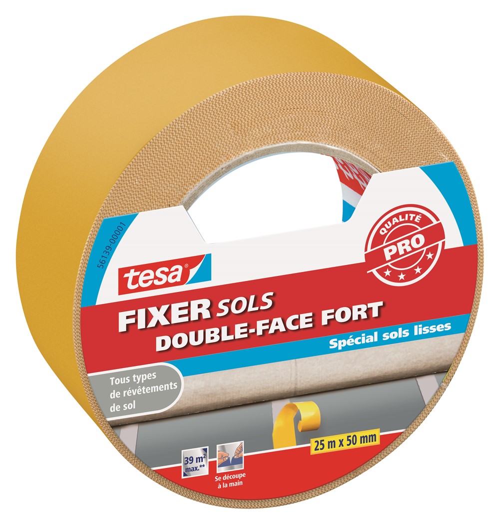 Adhésifs Sols Double-face Fort Universel Fixation Moquettes 25mx50mm