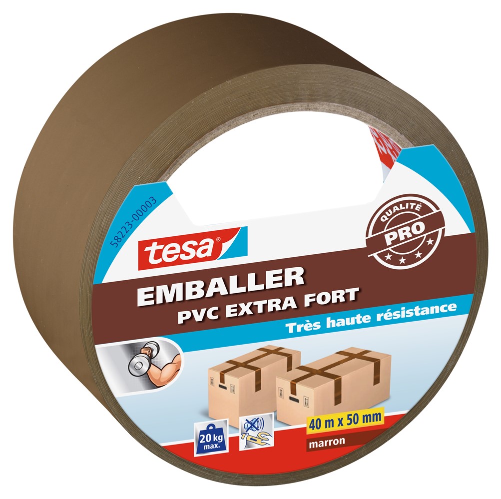 Adhésif Fermeture Cartons Extra Fort PVC 40mx50mm Marron