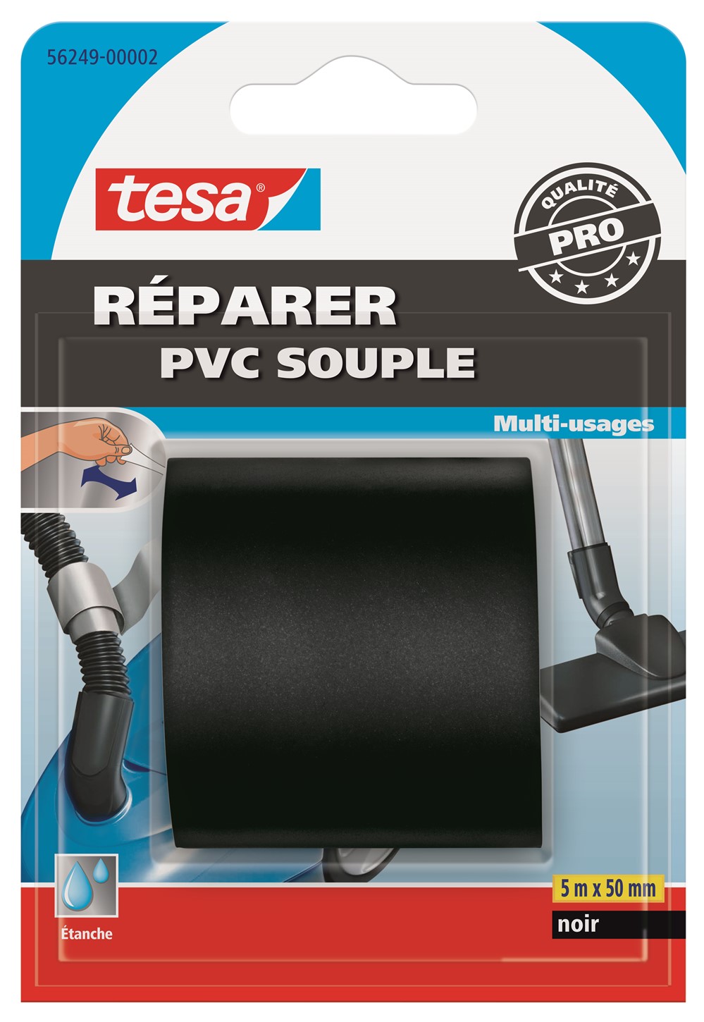 Adhésif Réparations Classiques PVC Souple 5mx50mm Noir