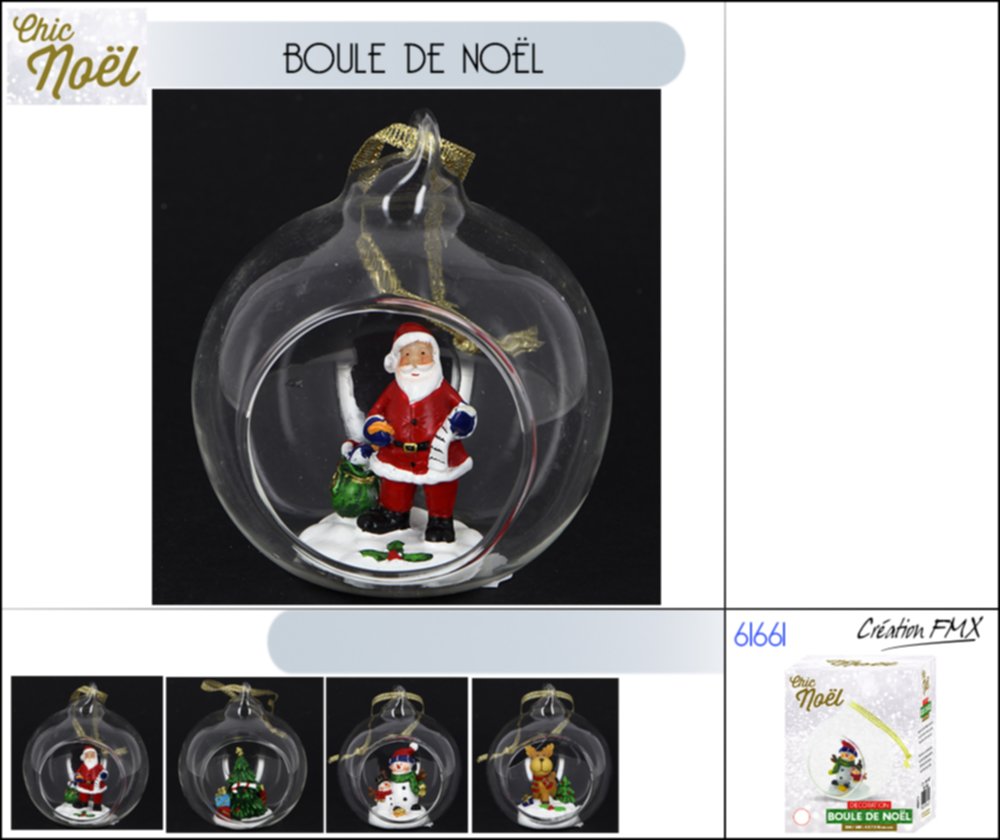 Boule de Noël en Verre Ouverte 7,1x6,5x7,7cm