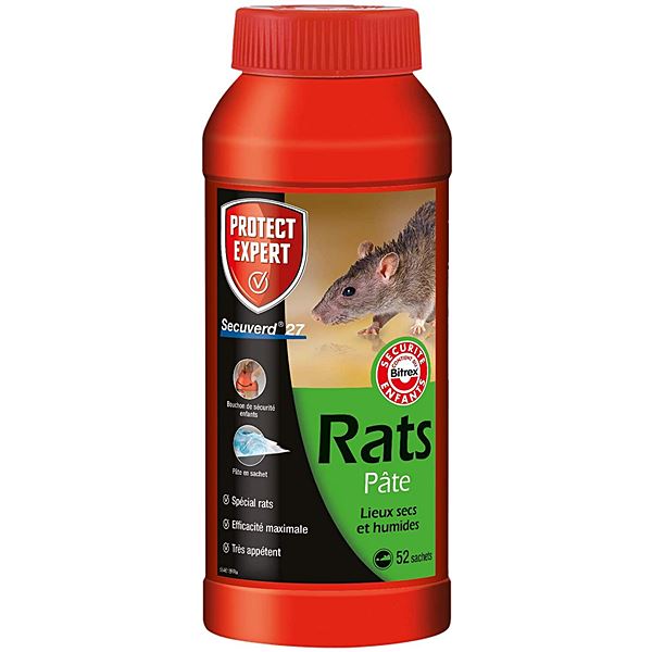 Appât Rats Pâte lieux secs et humides 52x10gr - PROTECT EXPERT 