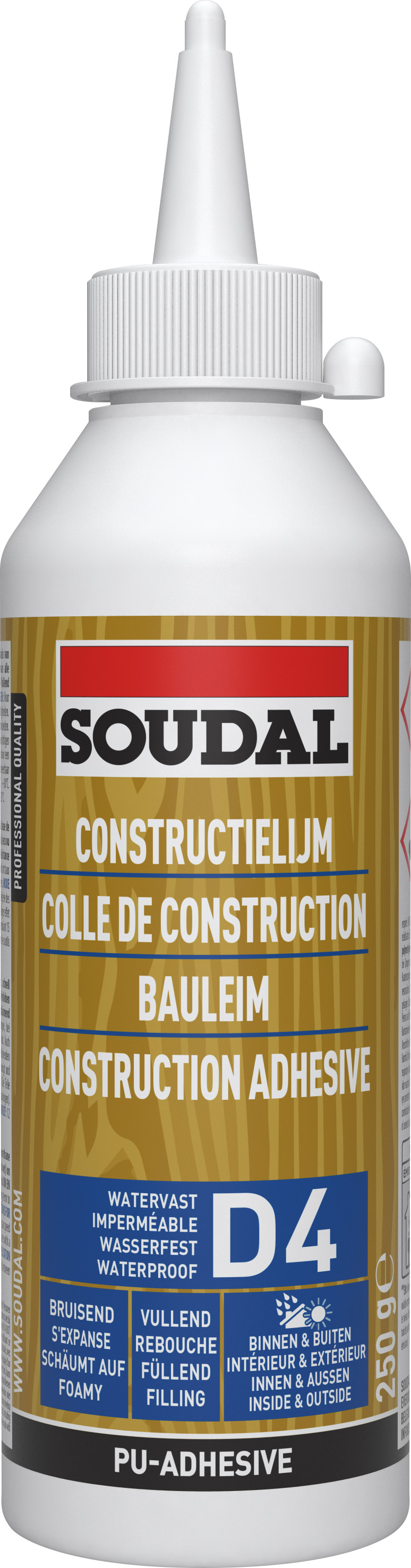 Colle PU bois résistante à l'eau 250g - SOUDAL