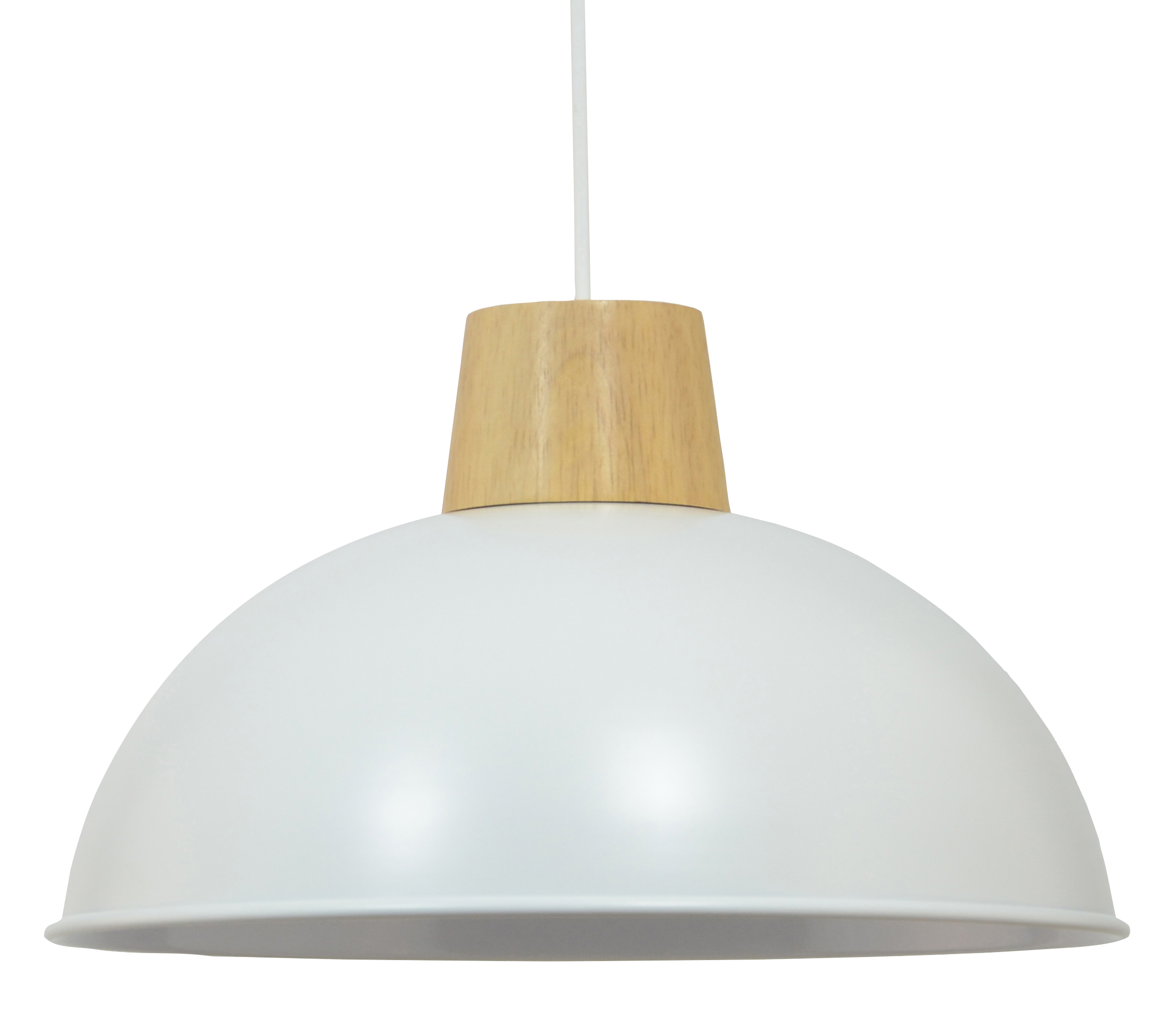 Suspension Mamuto métal blanc bois naturel Ø31cm E27 7W - C CREATION