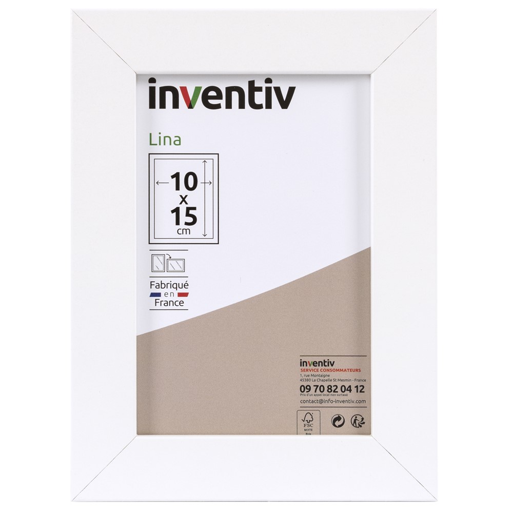 Cadre photo Lina 10x15cm Blanc - INVENTIV