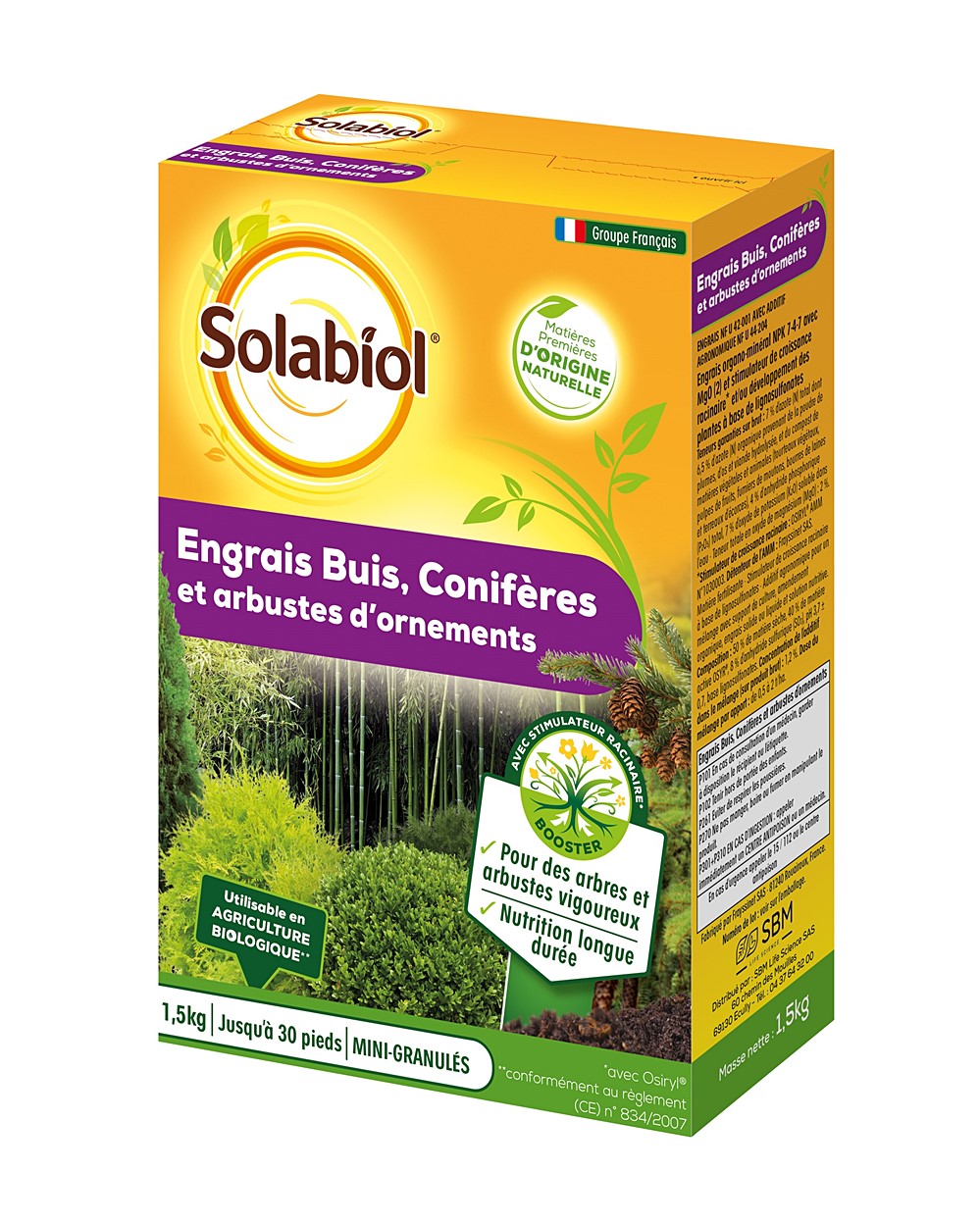 Engrais buis, conifères et arbustes d'ornement 1,5kg - SOLABIOL