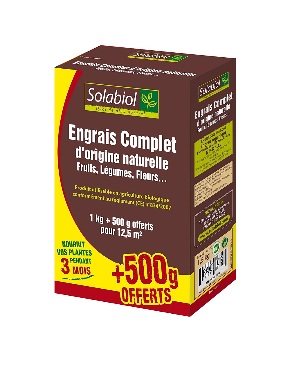 Engrais complet 1kg + 500gr Offerts - SOLABIOL