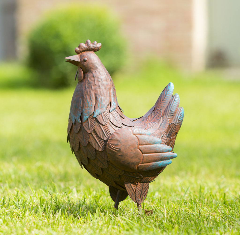 Poule decorative en metal