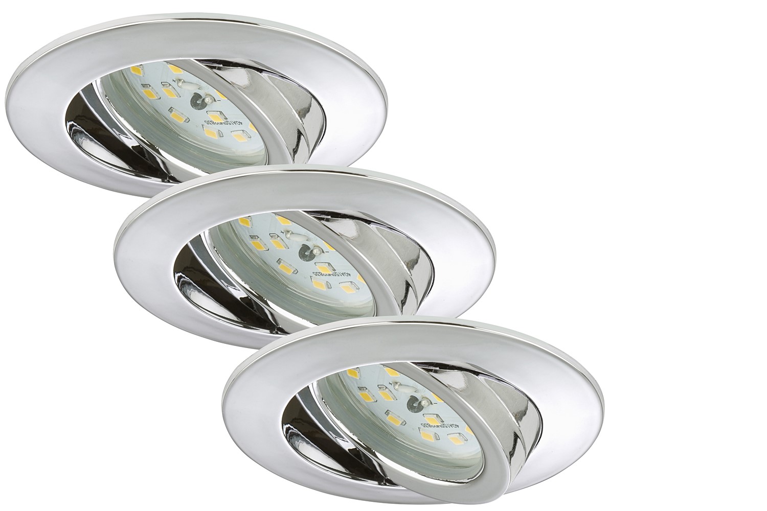 Set 3 spot encast orient. rond led 5w chrome ip23 d82mm