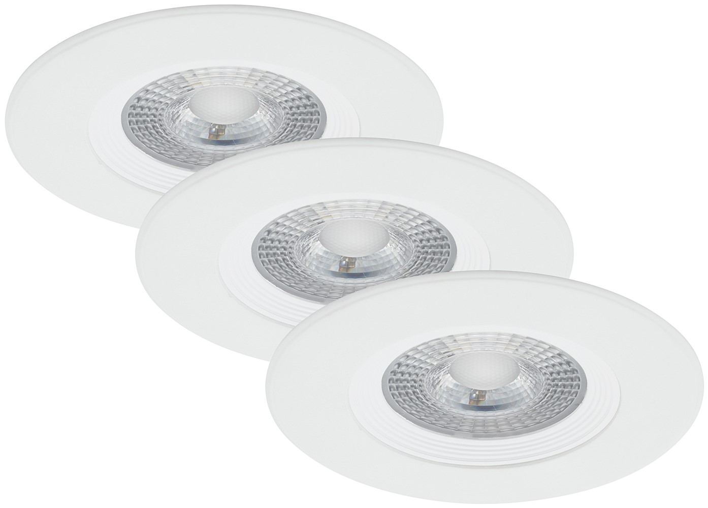 Set 3 spots enc. rond fixe led 5w 350lm non dimmable ip23 pvc blc