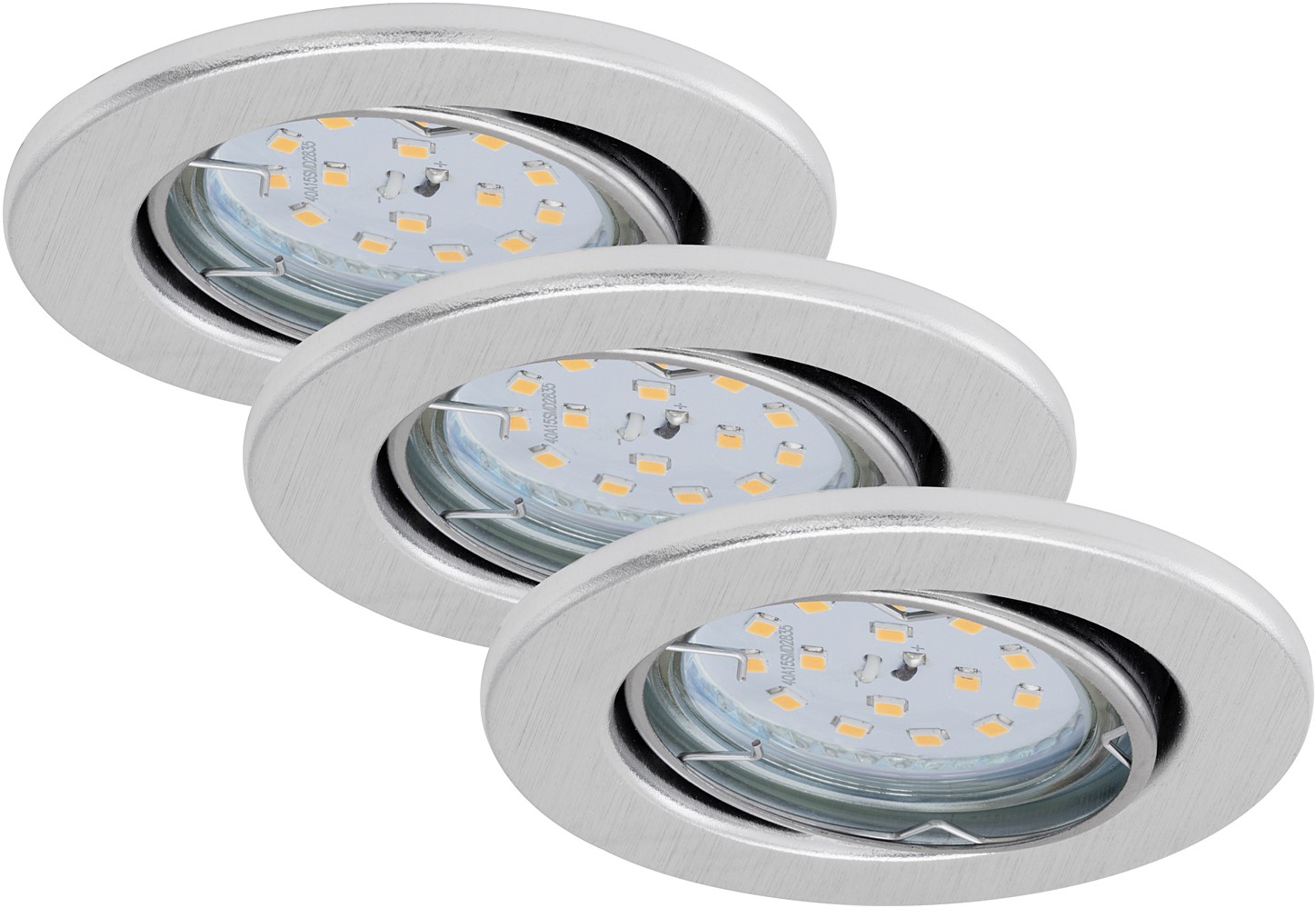 Set 3 spot encast orient. rond gu10 led 5w alu ip23 d86mm