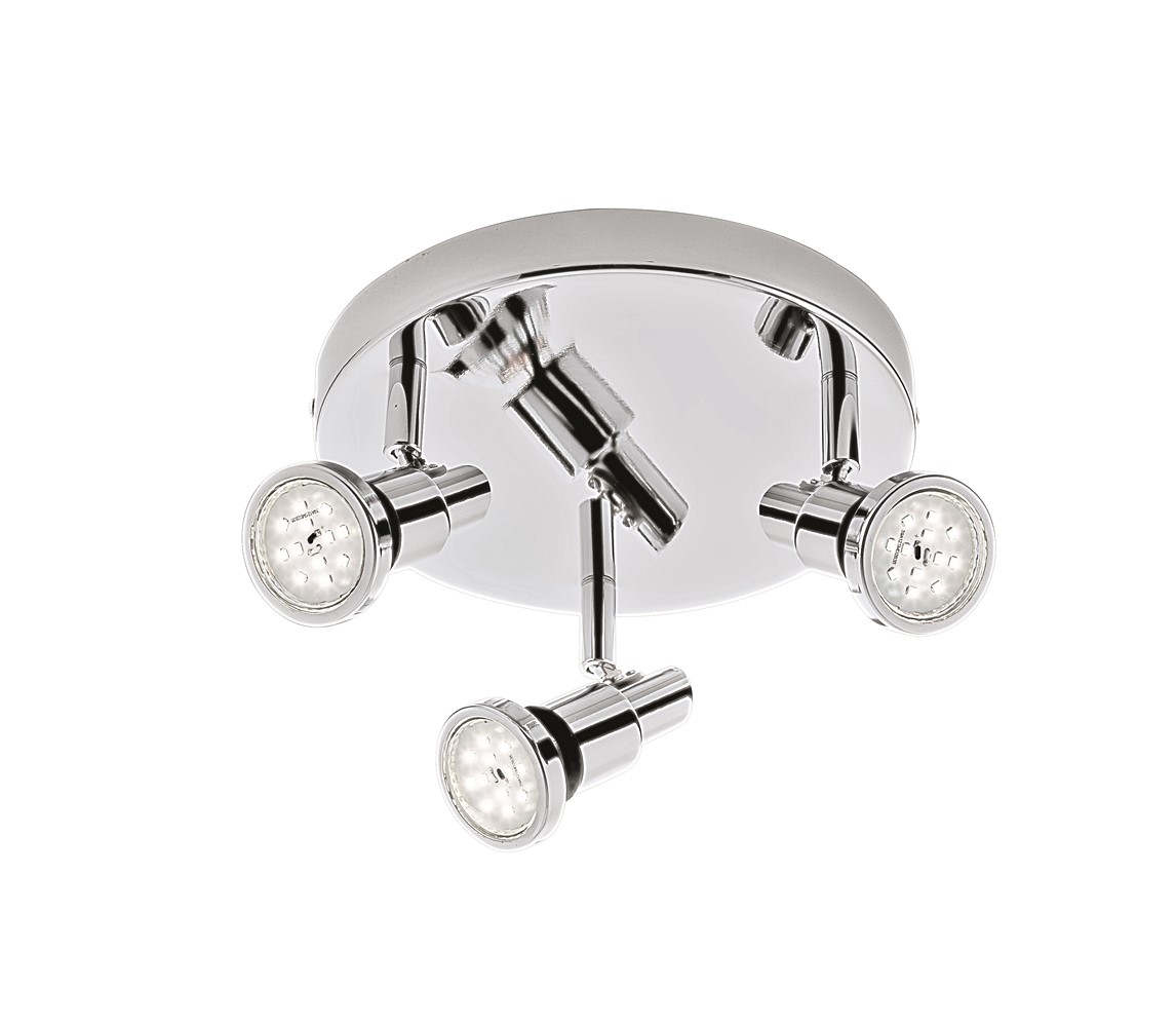 Plafonnier salle de bain 3 spots orient. led gu10 4w 400lm ip44