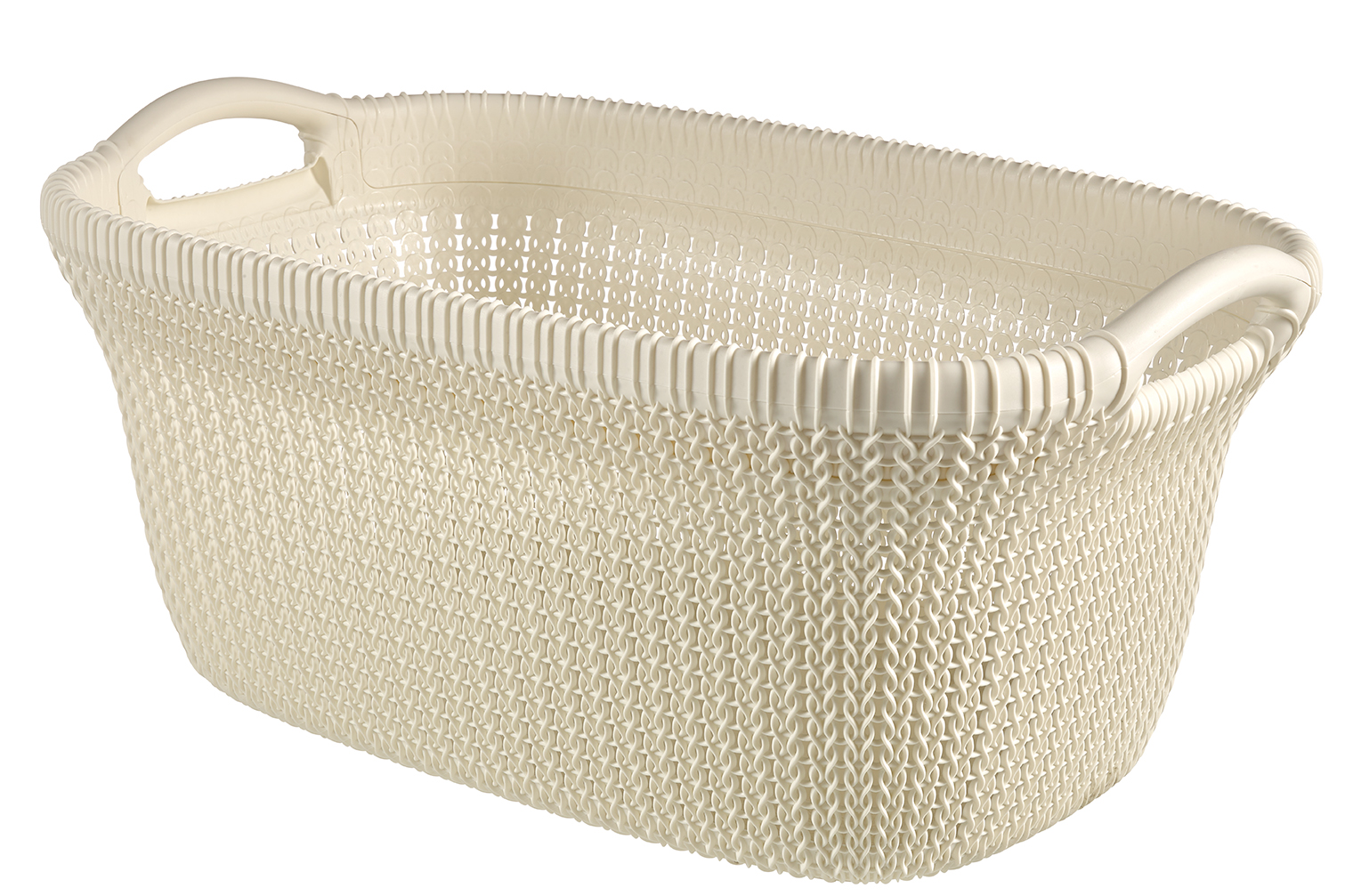 Panière à Linge Tricot 40L Blanc Cassé - CURVER