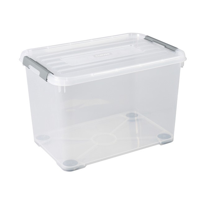 Boite de rangement Handy Box plus 65L - clips gris avec couvercle - CURVER