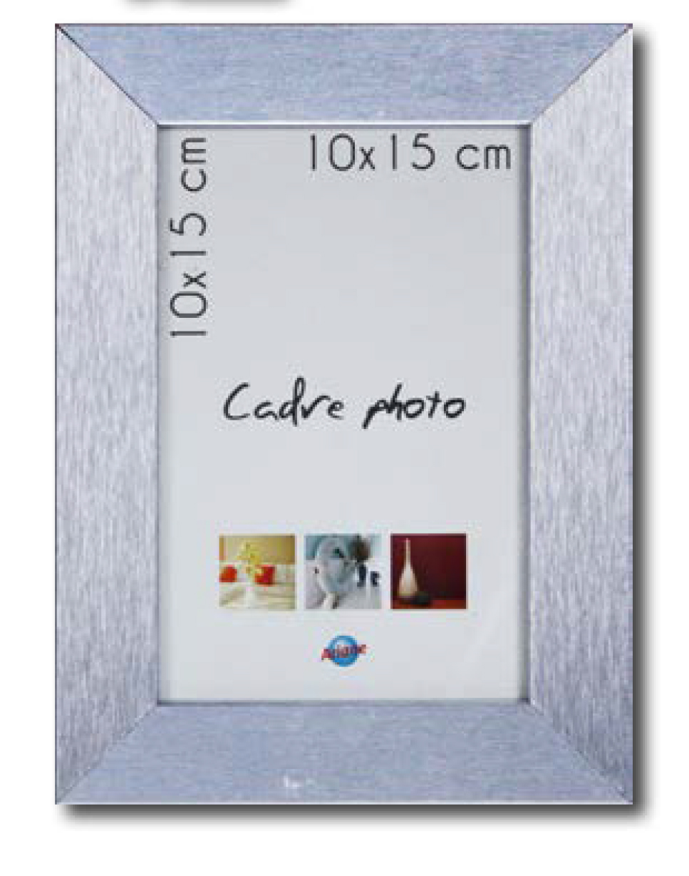 Cadre photo en bois recouvert alu brossé 10x15cm