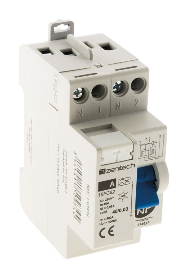 Interrupteur differentiel 40/2 30ma type a nf - zenitech