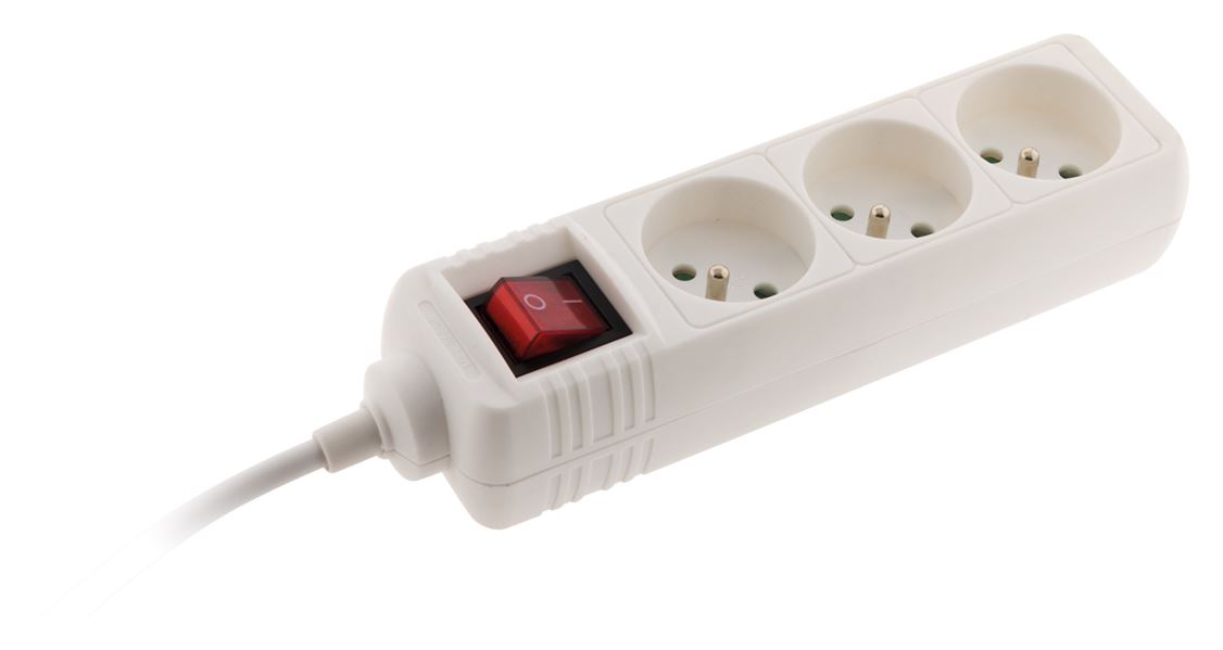 Multiprise 3 prises 16a 2P+T + interrupteur blanc - ZENITECH