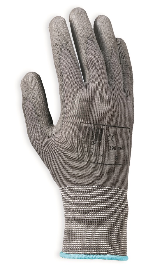 Gant nylon polyurethane gris, t8