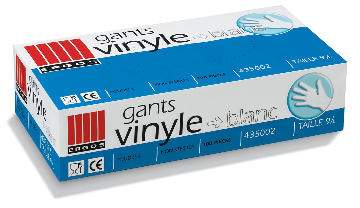 Boite 100 Gant vinyle poudre blanc, s