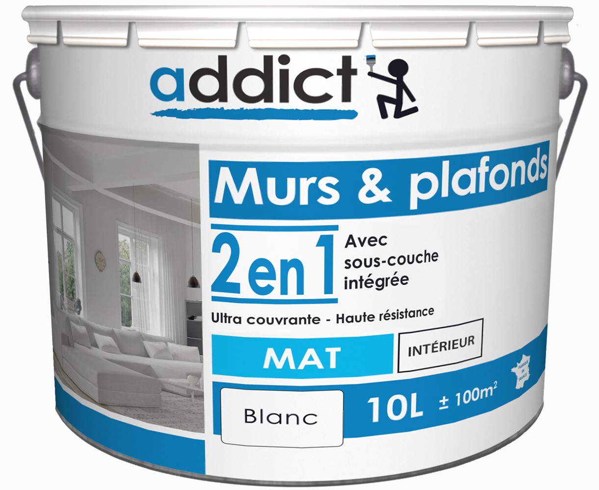 Peinture murs et plafonds 2en1 mat 10L  - ADDICT