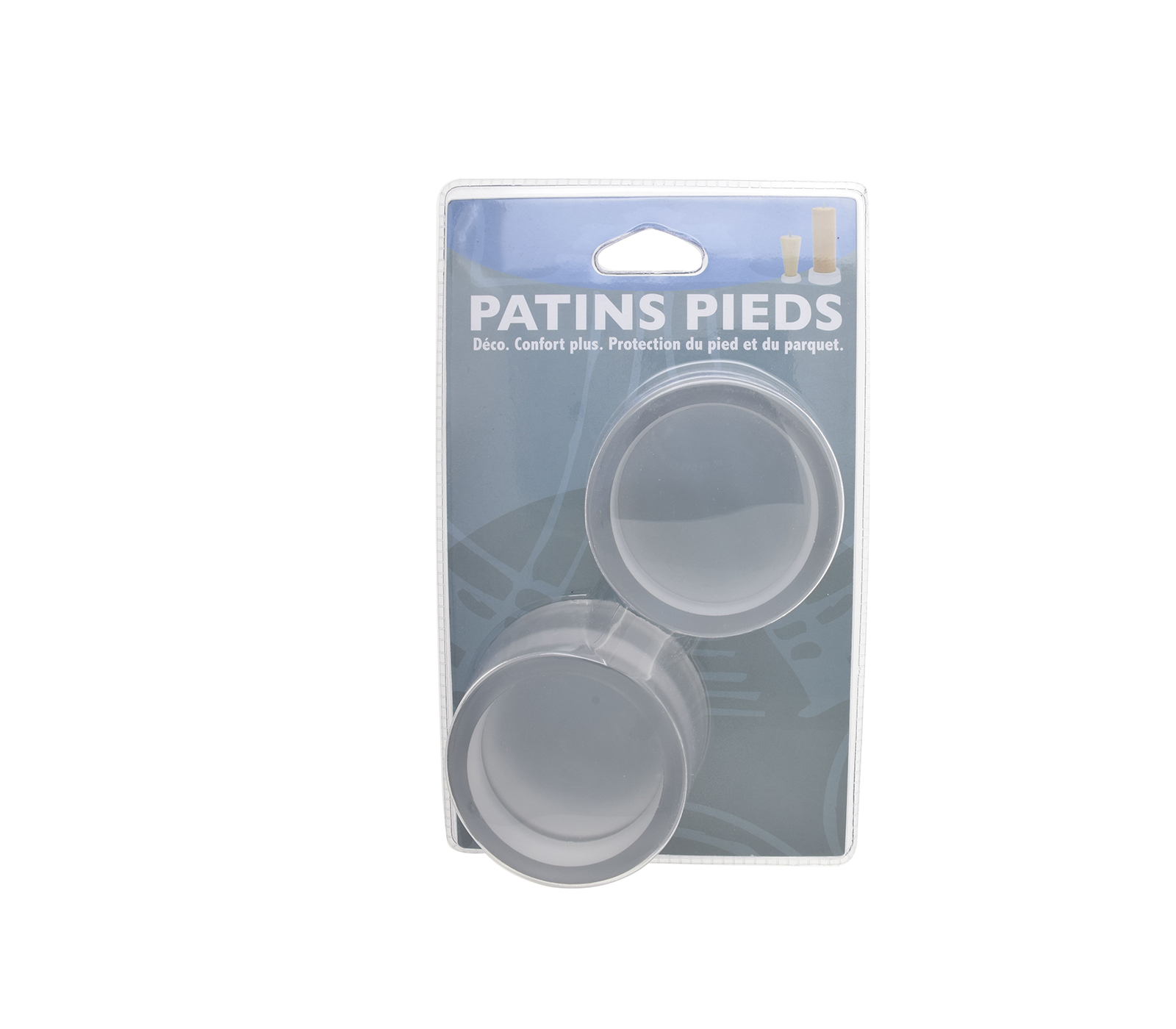 Blister 2 pieces patin pied poli h40 d50