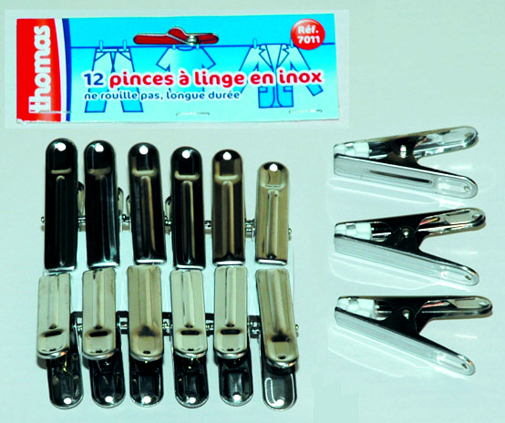 12 Pinces à linge inox - THOMAS