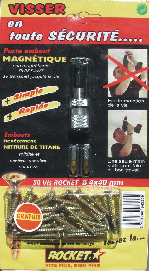 Porte embouts+2 embouts pz n°2+50 vis rocket 4x40