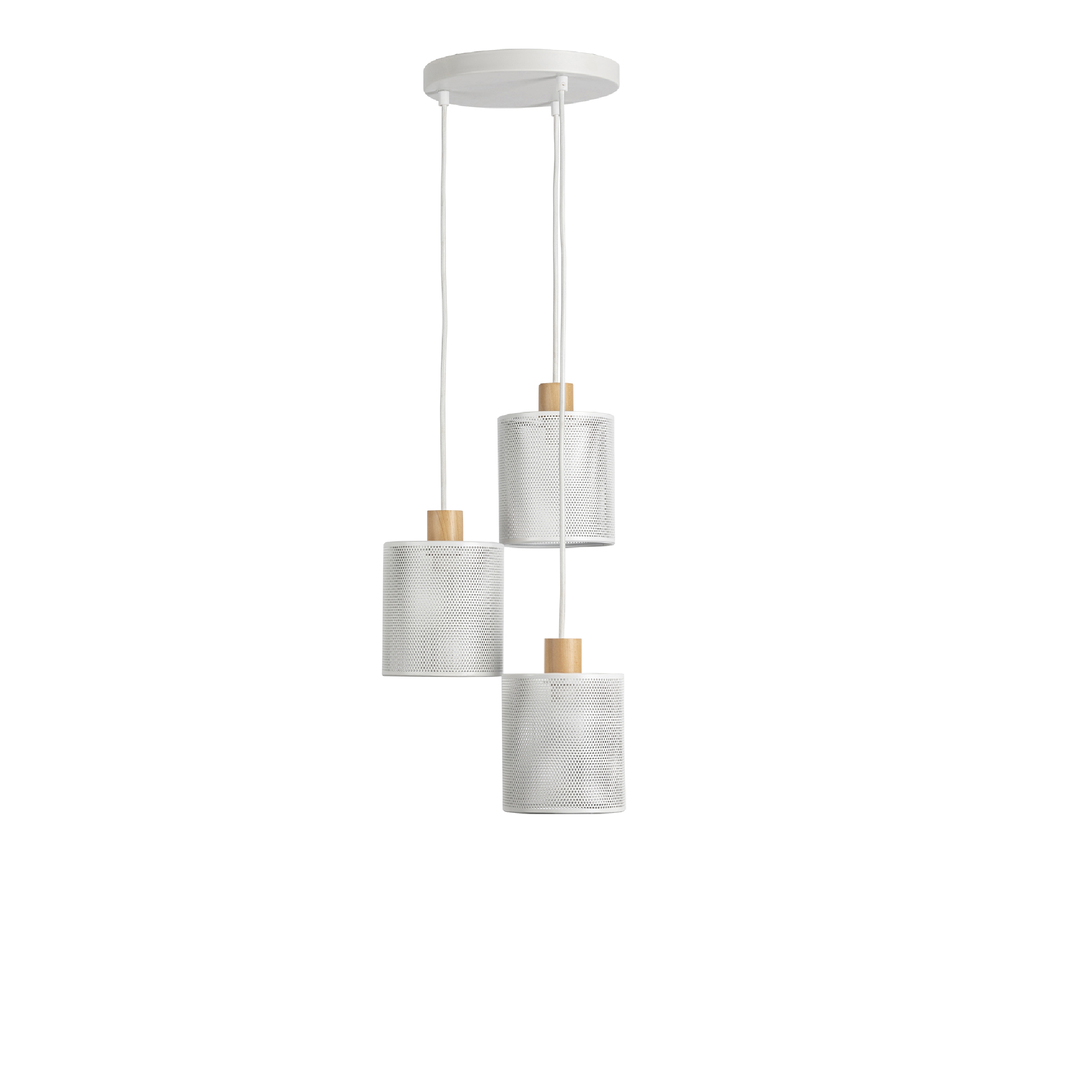 Lustre lisbet 3l blanc/naturel d23 h80