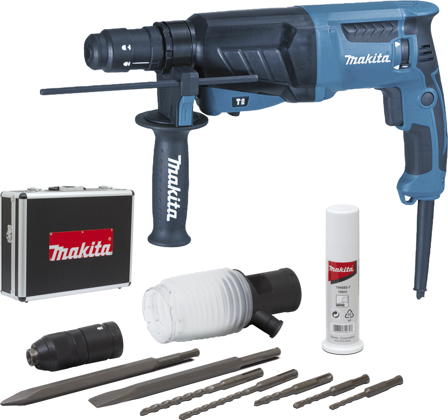 Perforateur-burineur SDS-PLUS 800W 26mm (coffret alu + accessoires) - MAKITA