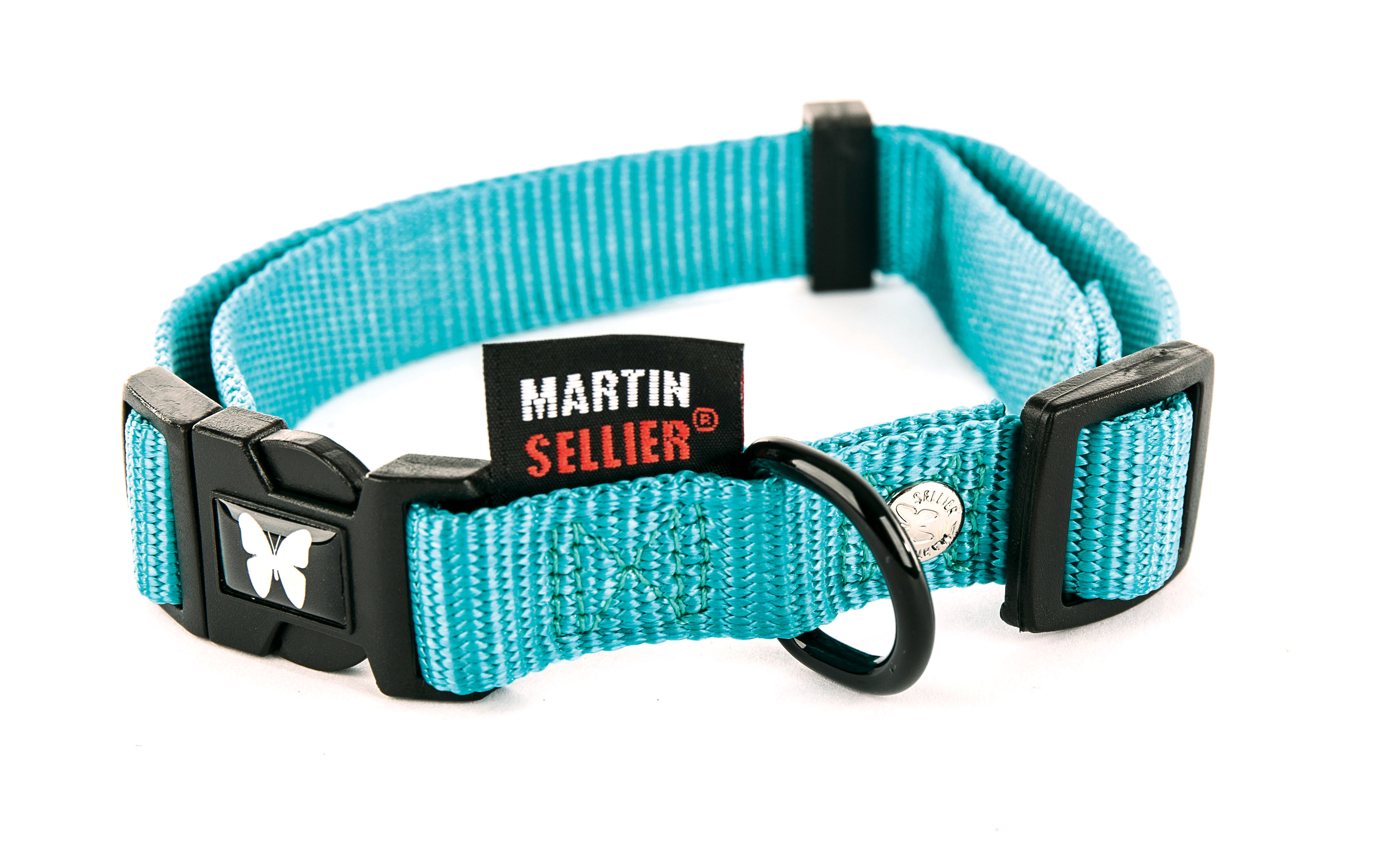 Collier nylon réglable 16-30/45 turquoise