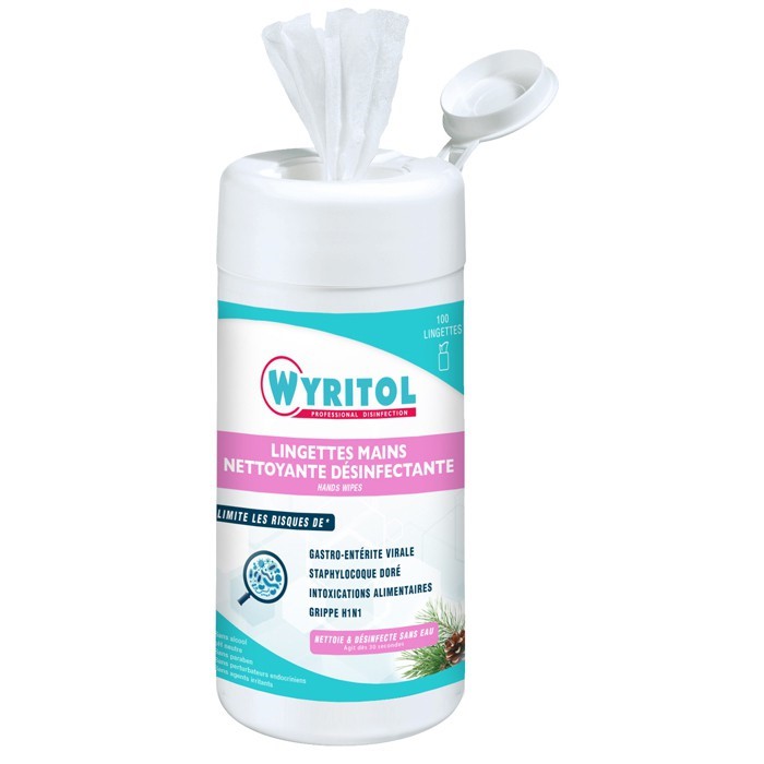 100 Lingettes Désinfectantes Mains - WYRITOL