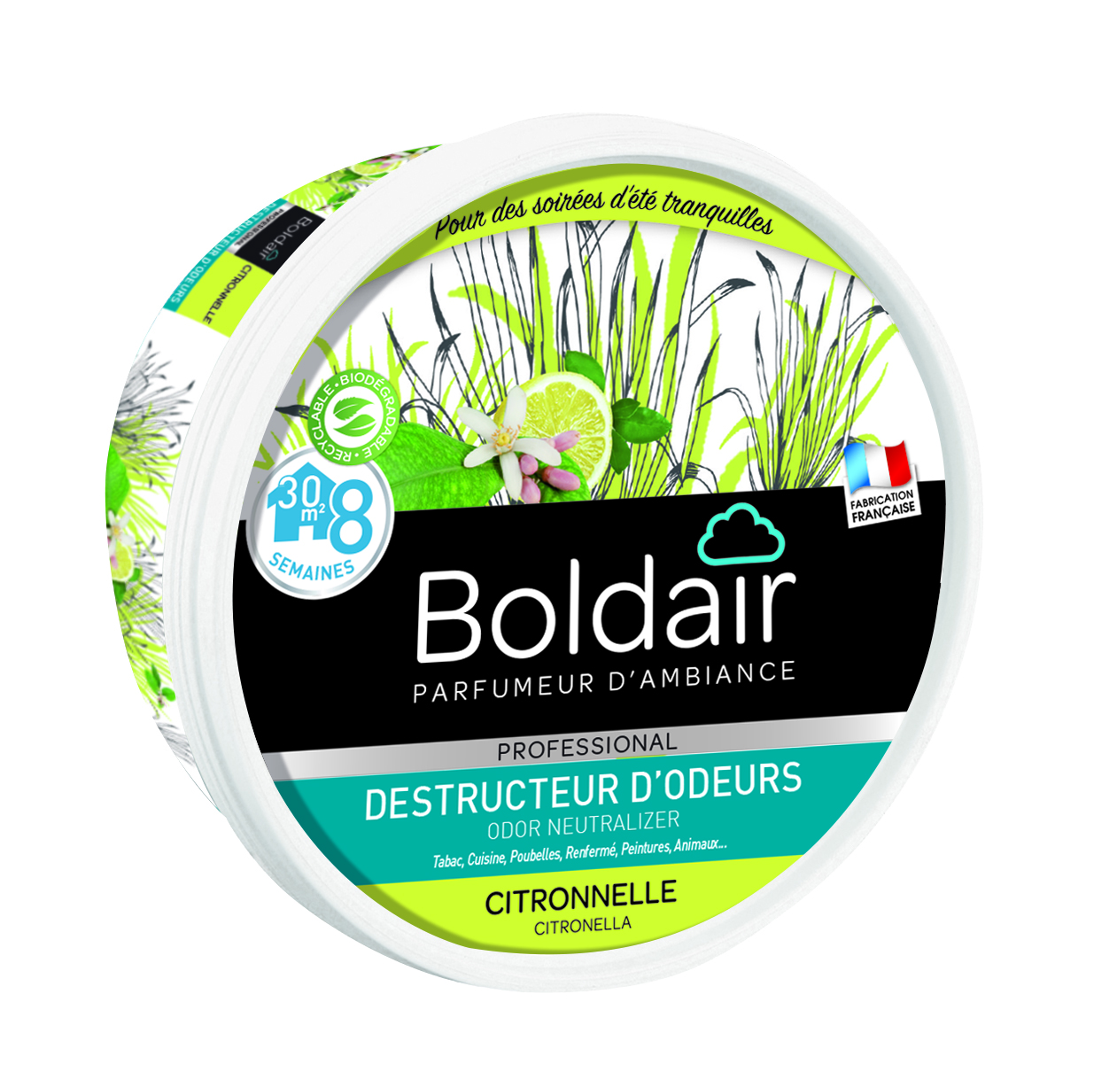 Boldair gel destructeur d'odeurs citronnelle 300 g