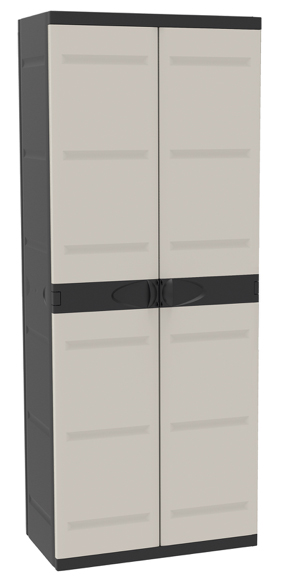 Armoire 2 portes 4 etageres noire et beige