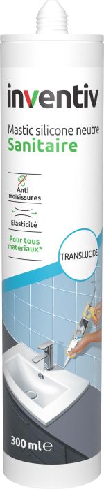 Mastic silicone neutre multi-usages transparent 0,3 L INVENTIV