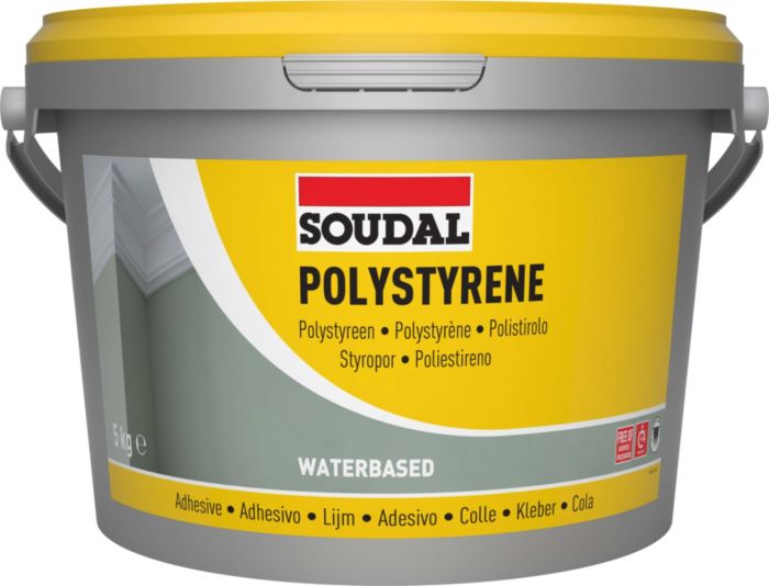 Soudal Colle polystyrène 28A pour plaques de polystyrène souples et dures  sur mur + sol 5 kg Blanc