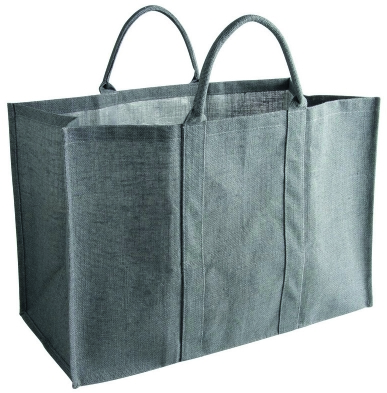 Sac à bûches en toile de jute couleur gris