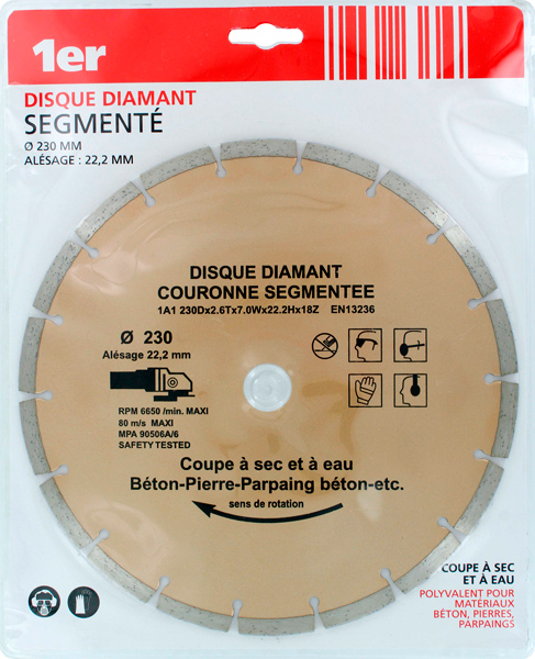 Disque Diamant Matériaux couronne segmentée Ø230mm - 1ER