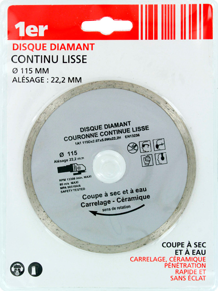 Disque Diamant Matériaux couronne continue lisse Ø115mm - 1ER