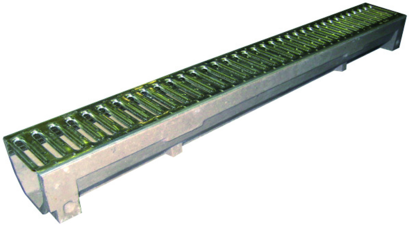 Caniveau + grille acier galvanisée A15 60x120mm 1m - INTERPLAST