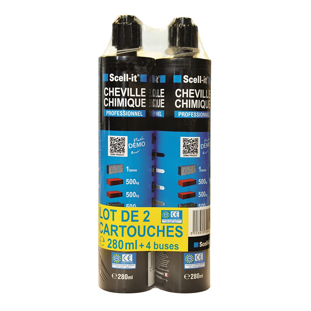 lot de 2 chevilles chimiques professionnel x-pro 280 ml - SCELL IT