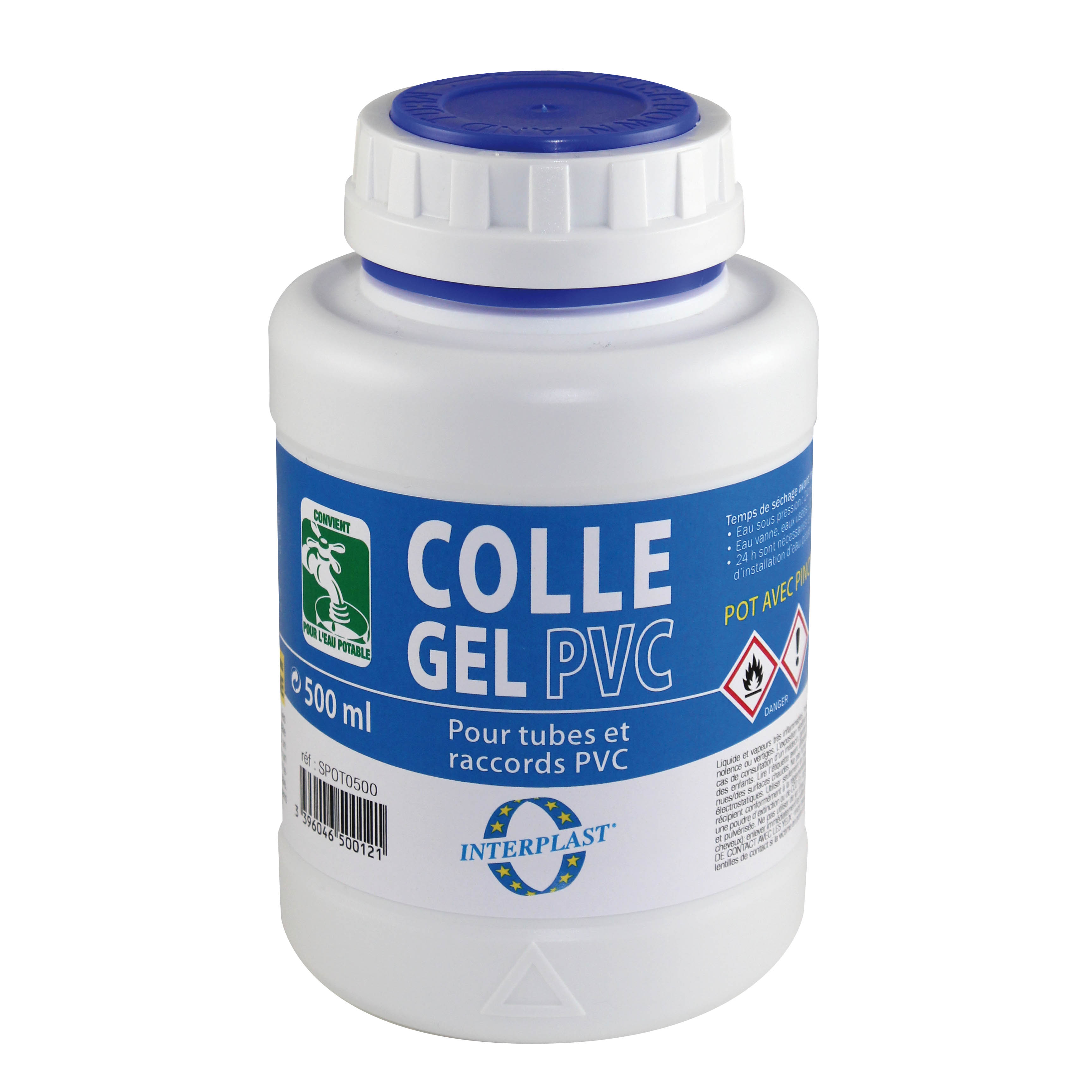 Colle gel pvc pot avec pinceau 500ml - FITT