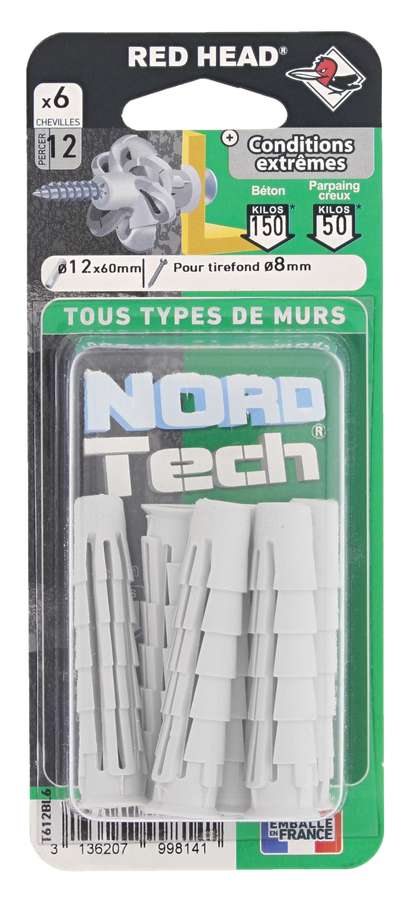 6 Chevilles Nordtech Conditions Extrêmes Ø12x60mm - RED HEAD