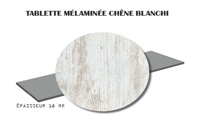 Tablette mélaminée Chêne Blanchi 18mm 120x40cm
