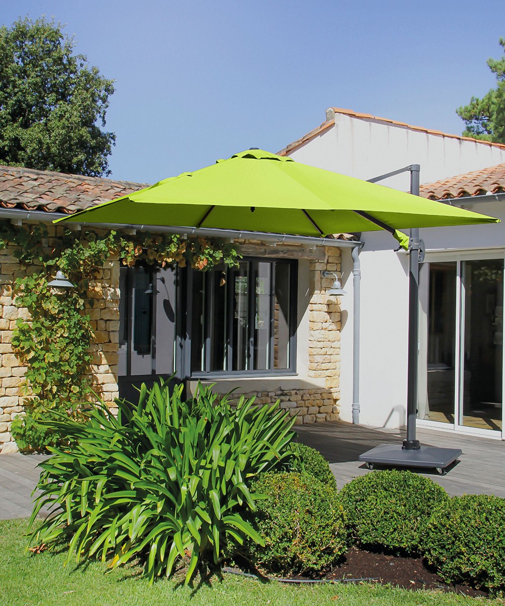 Parasol déporté carré Roma 3x3m Lemon - PROLOISIRS